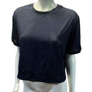 Target Black Perforated Mesh Crop Top Athletic Short Sleeve Boxy Medium